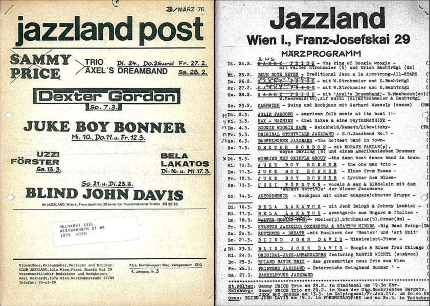 Jazzland Programm-Cover 03/1976