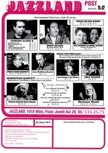 Jazzland Programm-Cover 11-12/2011